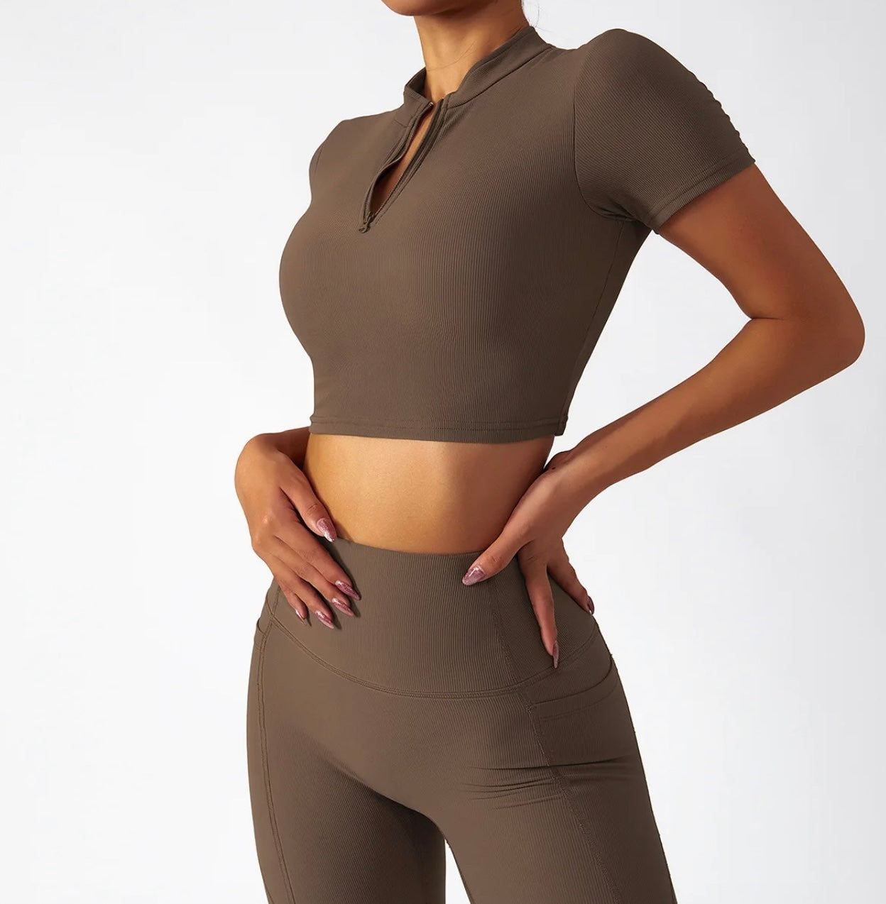 Ensemble Tanya Manches Courtes - Marron