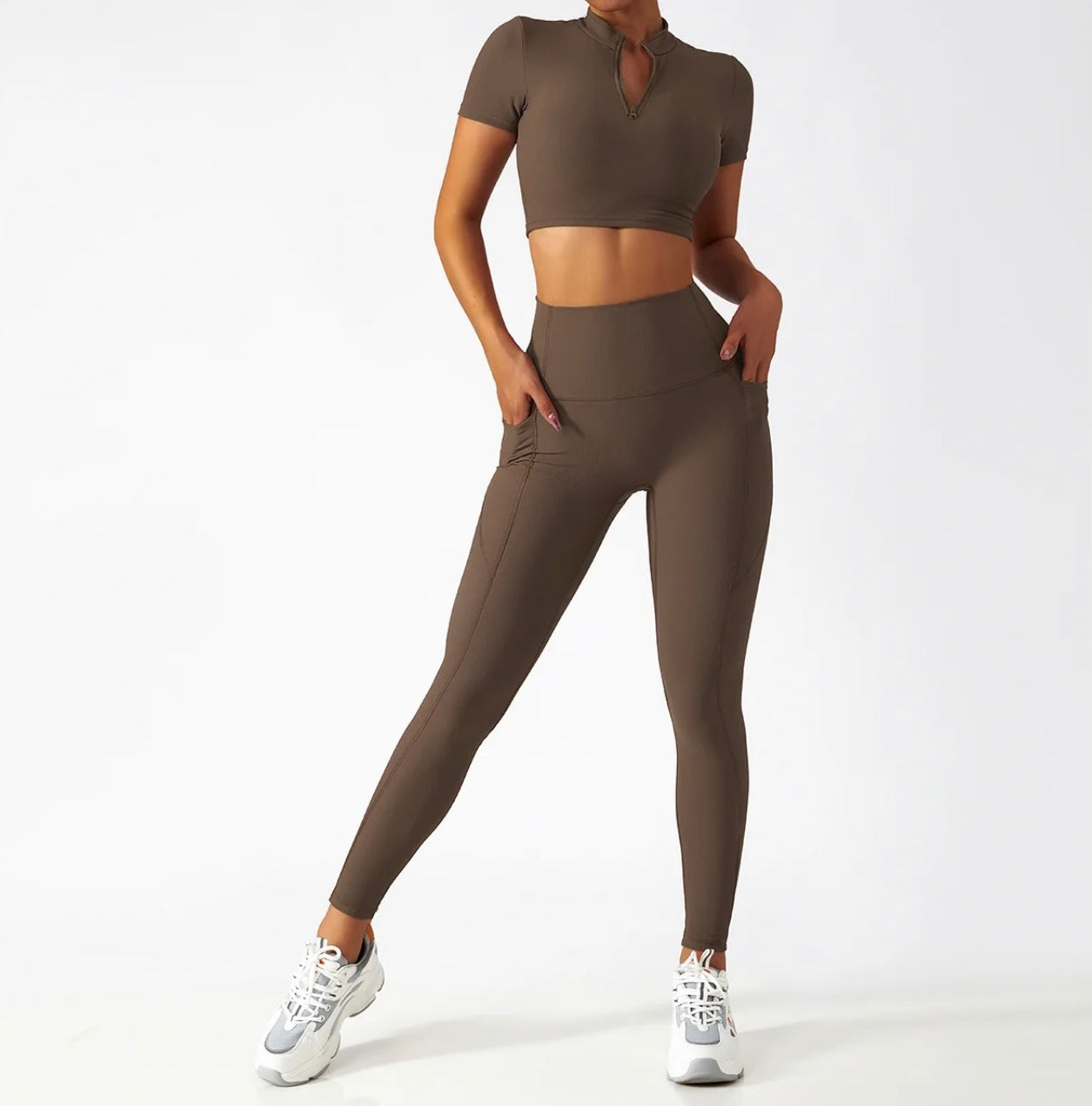 Ensemble Tanya Manches Courtes - Marron